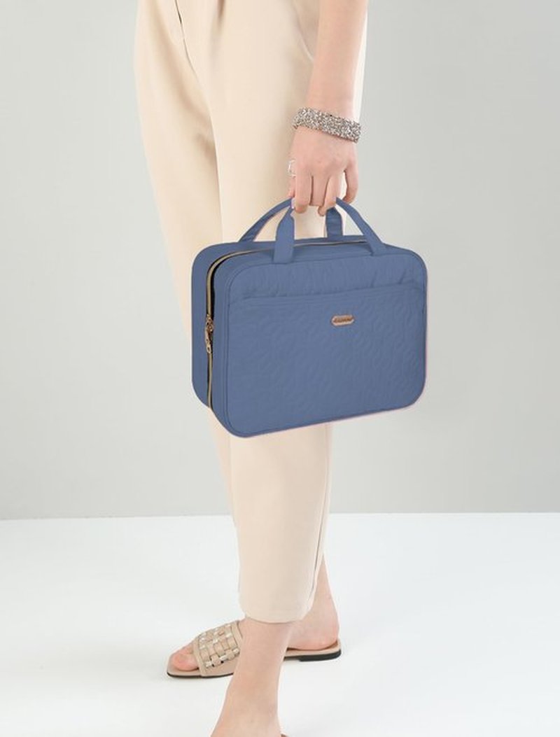 BALULHG Blue Toiletry Bag, Makeup Organizer, Travel Bag For Women Mens Toiletries, Waterproof with Hanging Hook, Large Capacity