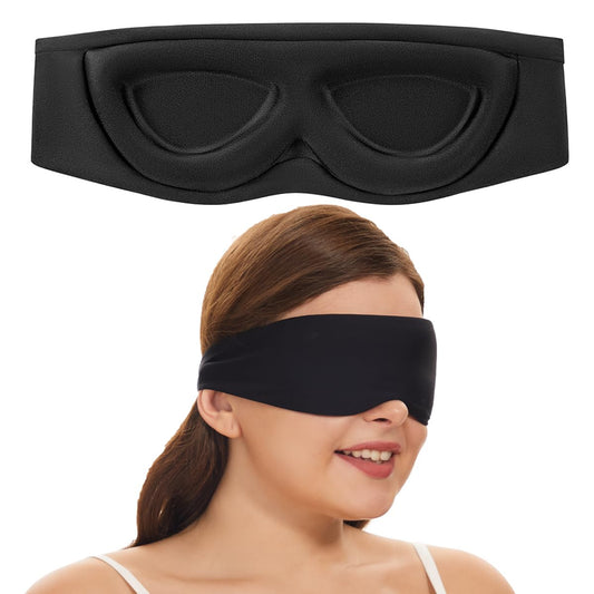ALASKA BEAR Sleep Mask for Side Sleepers Patented Design, Cup-Shaped and Extra-Soft, 100 Blackout Eye Mask Shades Cover for Men and Women Home or Travel, Machine Washable, Black
