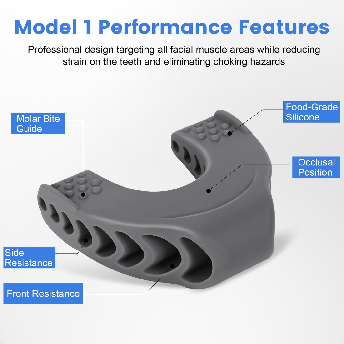 TEAWOO 9PCS Jaw Exerciser for Men & Women, 2 Model Set with 3 Resistance Levels Silicone Jaw Toner for Beginner, Intermediate & Advanced Users, Patented Jawline Exerciser (White/Grey/Black)