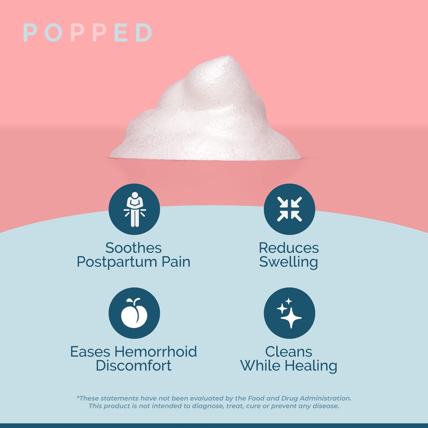 Popped Postpartum Witch Hazel Foam with Aloe, Perineal Healing, 5 fl oz