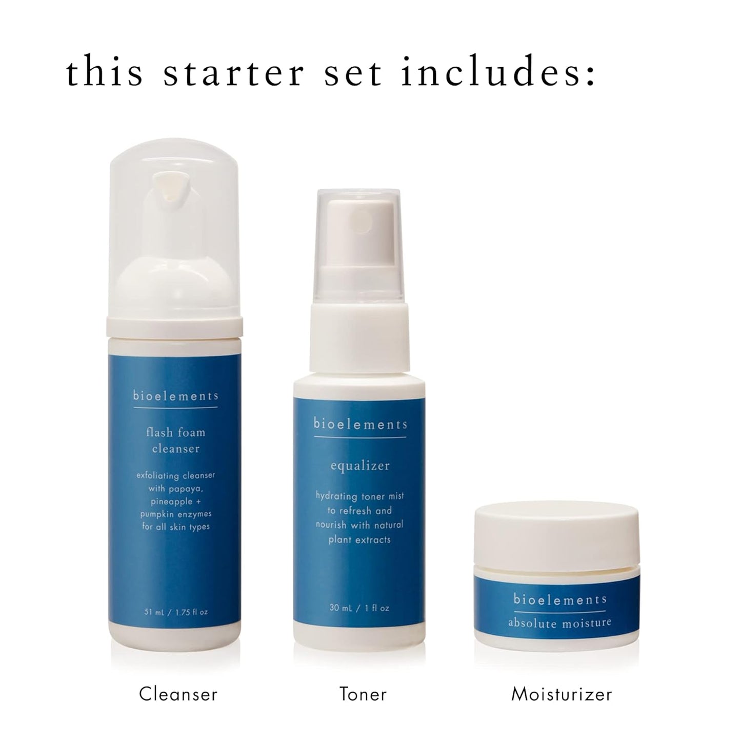 Combination Skin 3-Step Starter Set - Hydrating Cleanser, Toner & Moisturizer