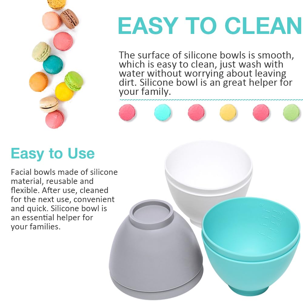 Goalfly 6 Pcs Small Silicone Mixing Bowl (4.1 x 2.7 inches), Mixing Bowl Set for Facial Mask, Reusable Condiment Bowls, Esthetician Bowls, Silicone Bowls for Melting Chocolate