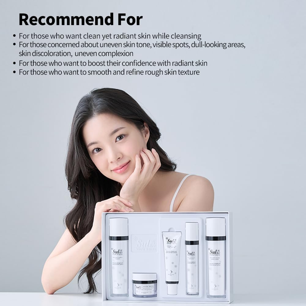 Sulhee Real White Skincare 5-piece Set | Facial care Kit, Moisturizer | Toner, Emulsion, Cream, Ampoule, Eyecream