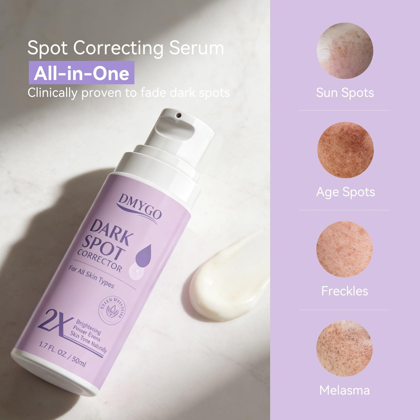 Dark Spot Remover for Face and Body - Dark Spot Corrector Serum for Sun Spots, Age Spots, Brown Spot，Freckles & Melasma - Skin Care Repair Evens Skin Tone for Women & Man Daily Use 1.69 FLoz