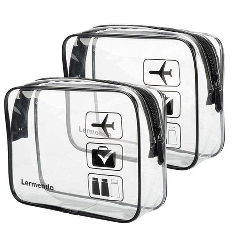Lermende 2 PCS TSA Approved Toiletry Bag Clear Toiletry Bag for Traveling, Airport Travel Toiletry Bag Carry On TSA Bag Clear Bag Quart Sized Travel Toiletry Bag for Women Men (Black)