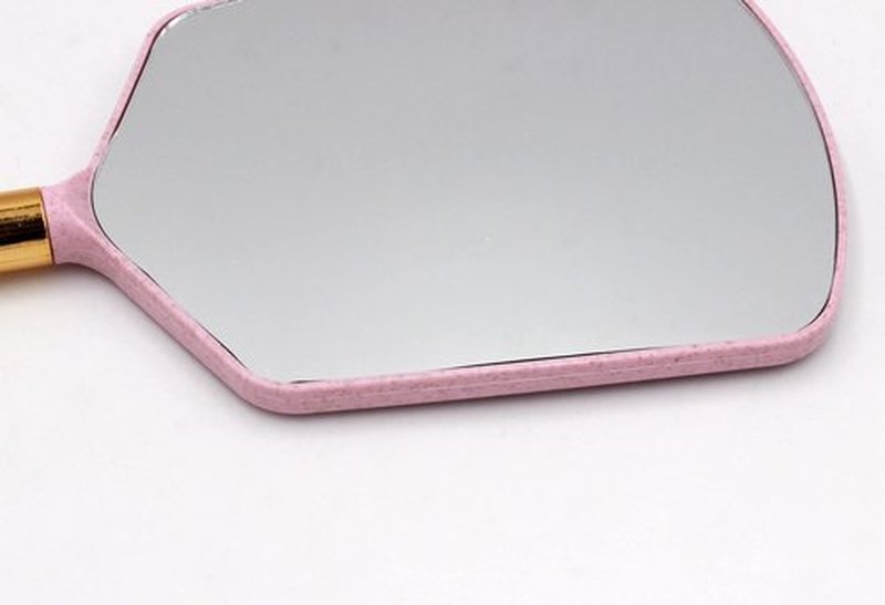 Eaoundm Hand Held Mirror with Handle, Makeup Hand Mirror with Hook Hole for Bathroom and Bedroom, Barbers Haircut Mirror for Home and Salon (6 W X13 L inchs, Pink)