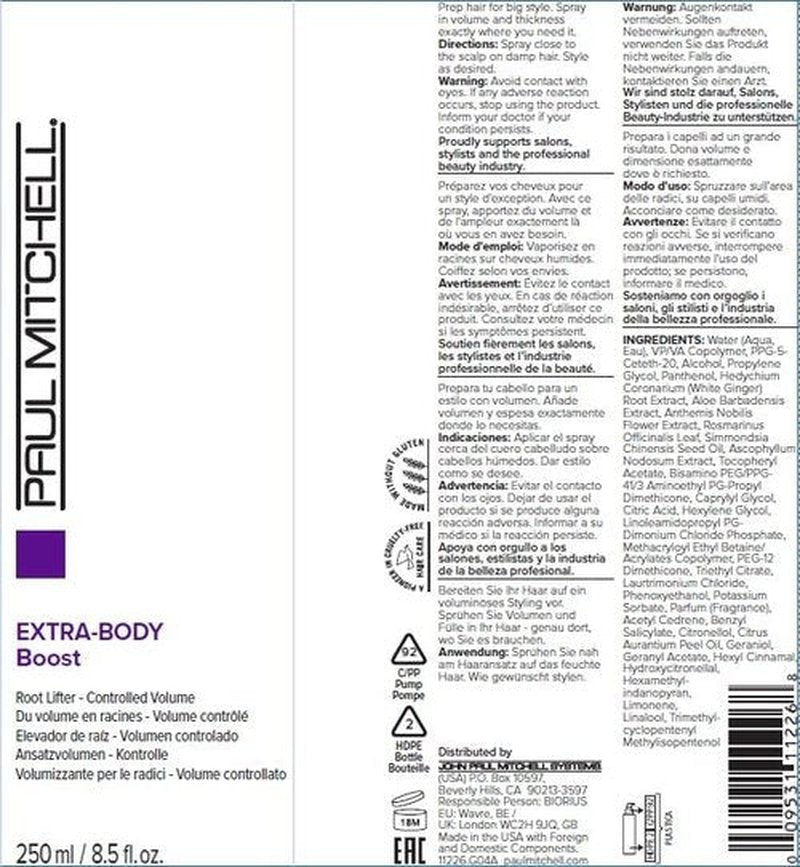 Paul Mitchell Extra-Body Boost Volumizing Spray, Lifts + Volumizes, For Fine Hair, 8.5 fl. oz.