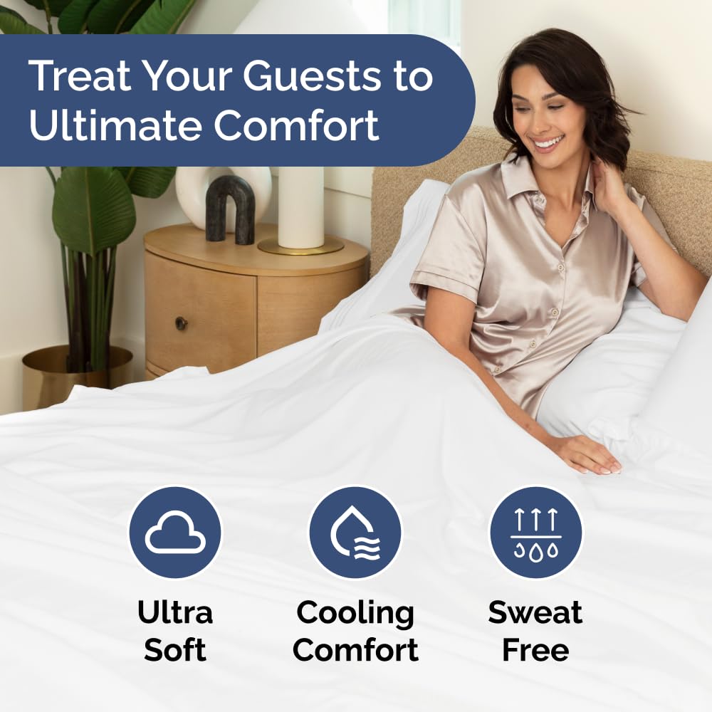 Bulk Case Pack of 20 Flat Sheets - (20) Twin XL Size Hotel Quality Top Flat Bed Sheets Only - Wholesale Bulk Bedding for Hotels, Spas & Airbnbs - Breathable, Cooling & Wrinkle Free - (Twin XL, White)