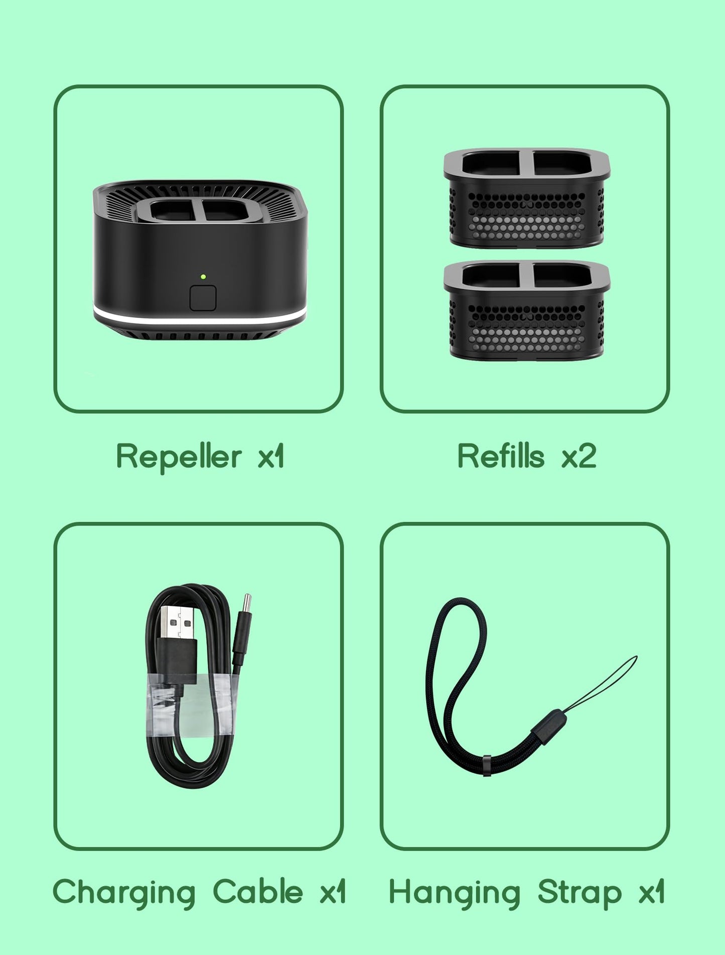 DJROLL Mosquito Repellent, Rechargeable Mosquito Repeller for Outdoor & Indoor, 20 ft Protection Zone, Patio, Camping, Yard & Home, Includes 2 Refills
