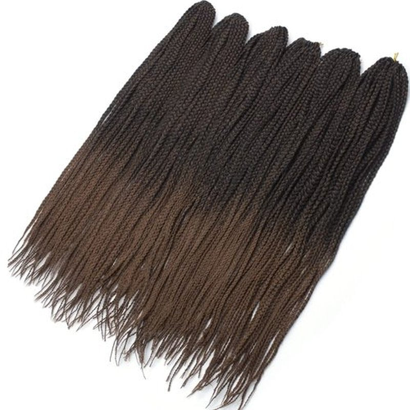 KGBFASS Box Braids Crochet Hair Extensions Ombre Brown Long Pre-looped Goddess Braiding Crochet Hair 24inch Synthetic Medium 3X Box Braiding Hair for Black Women(1B/30#)