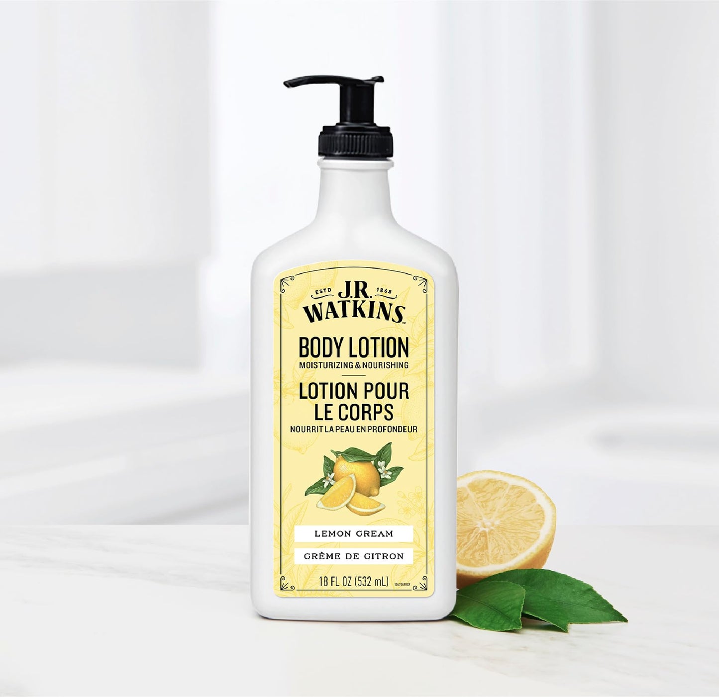 J.R. Watkins Daily Moisturizing Body Lotion, Lemon Cream, 18 fl oz, 2 Pack
