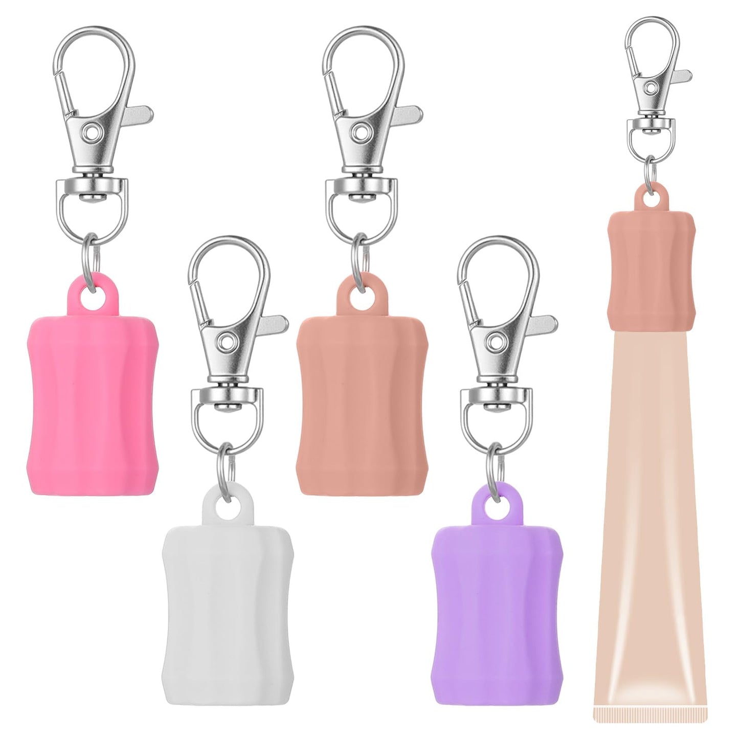 Mabor 4Pcs Lip Gloss Holder Keychain, Lip Balm Holder Keychain, Key Chain Cap Accessories