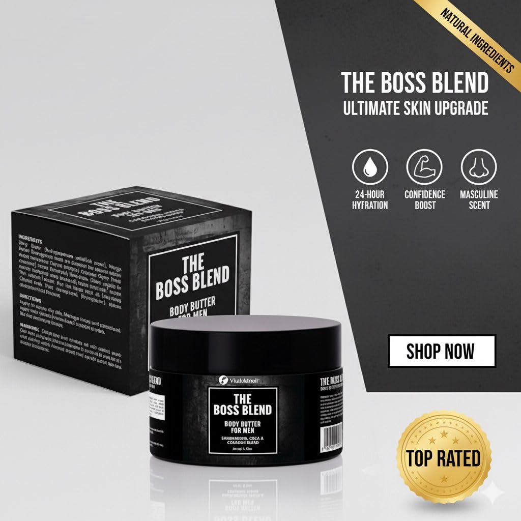 Body Butter for Men, Shea and Mango Butter Blend, Boss blend Cologne Scented Moisturizer for Men.