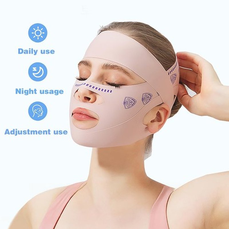 V-Line Lifting Chinstrap,Reusable V Line Lifting Mask with Chin Strap,Chin strap 23-27 Inches (Pink)