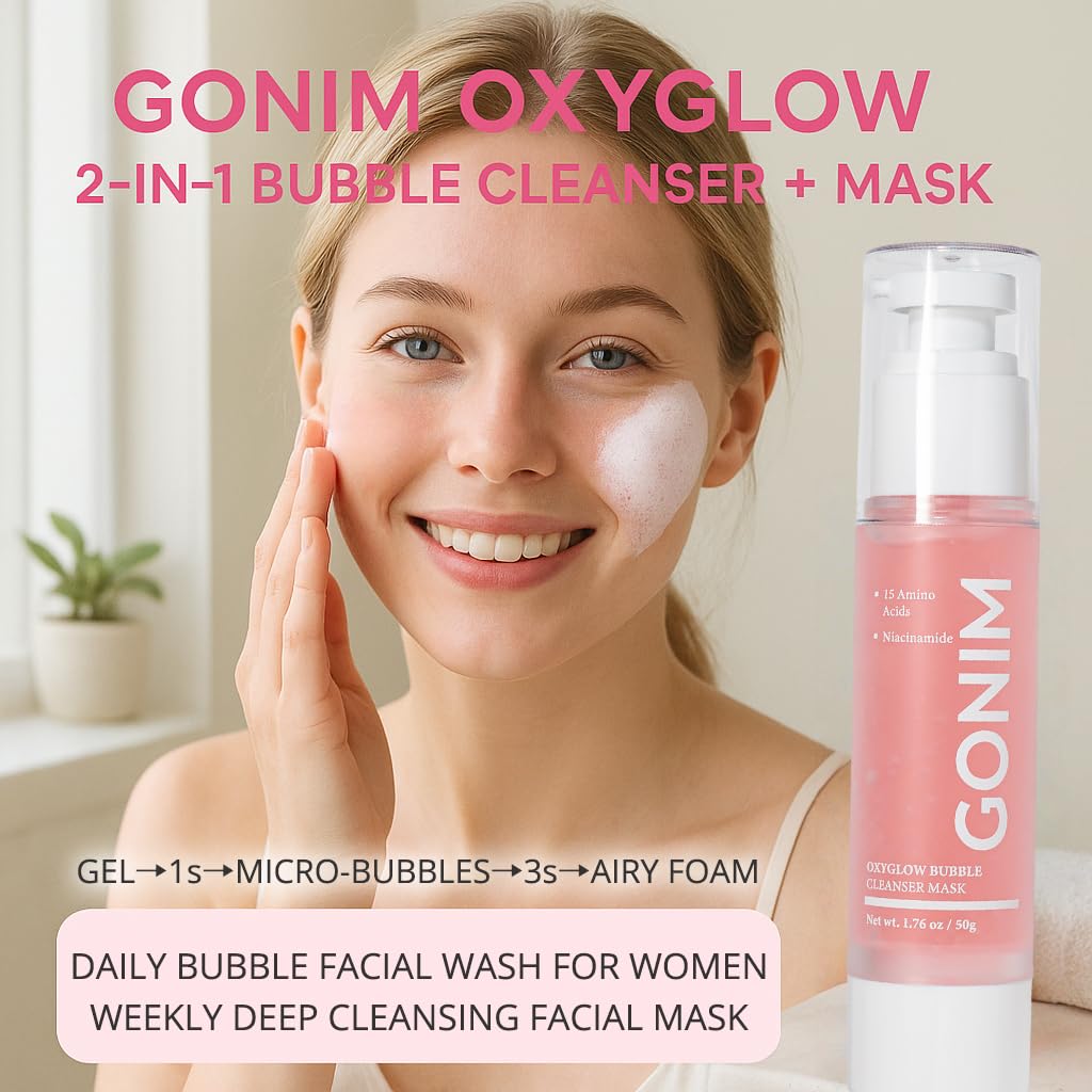GONIM Face Wash Bubble Facial Cleanser with 3s Self-Foaming, Daily Face Wash for Makeup Remover, Collagen + Ceramides + Niacinamide, Weekly Face Mask for Oily Skin Deep Cleansing Skin Care 50g/1.76oz