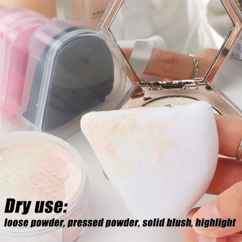 Ocim 10Pcs Triangle Powder Puffs for Face Powder,Soft Velour Makeup Setting Powder Puff with Case,Black