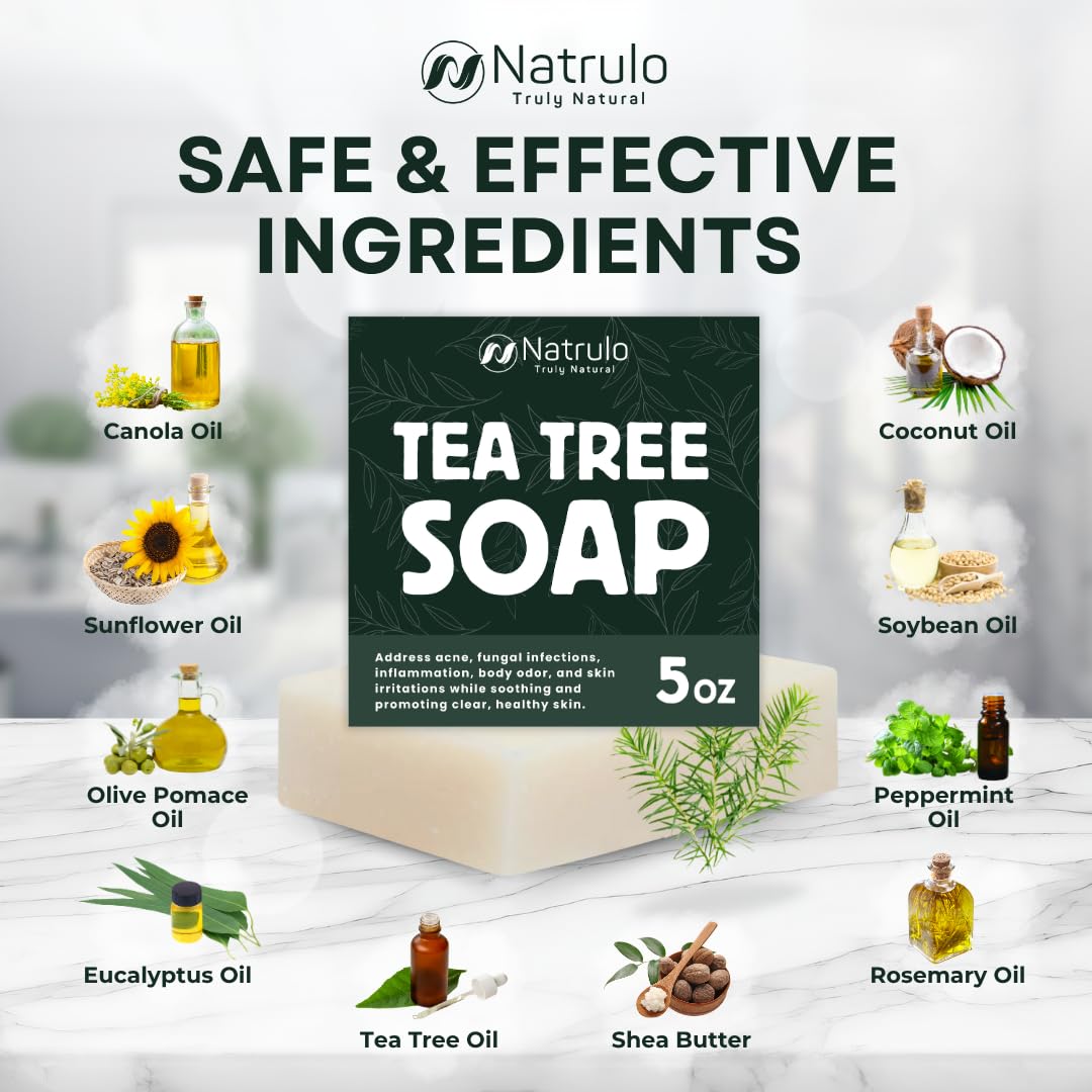 Tea Tree Soap – Natural Defense Tea Tree Oil Wash Bar for Face & Body – Remedy Soap Fights Acne, Skin Irritation, and Prevents Breakouts – Deeply Cleansing, Hydrating Cleanser for Calm, Fresh Skin