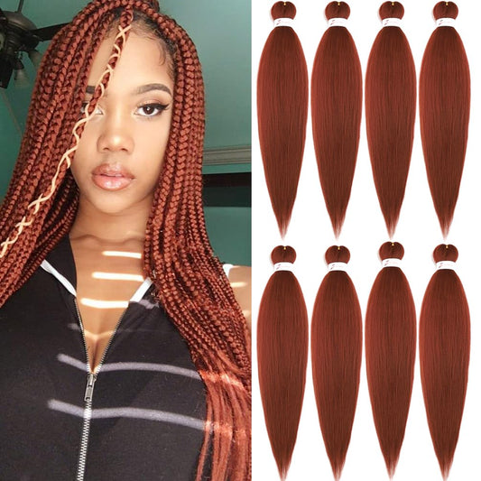 BALINGHAIR Ginger Pre-Stretched Braiding Hair Extensions 26 Inch Braiding Hair Hot Water Setting(350#-8Pcs)