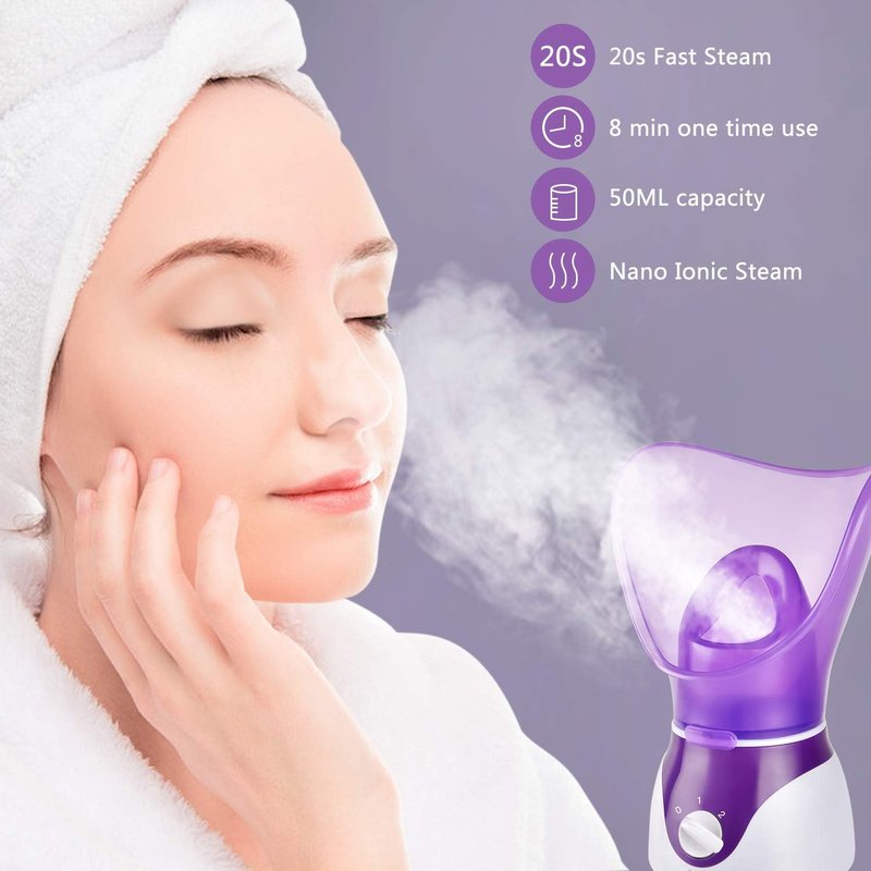 Nano Facial Steamer - Portable Face Steamer for Deep Cleaning & Clogged Pores | Includes Blackhead Remover Kit & Brush