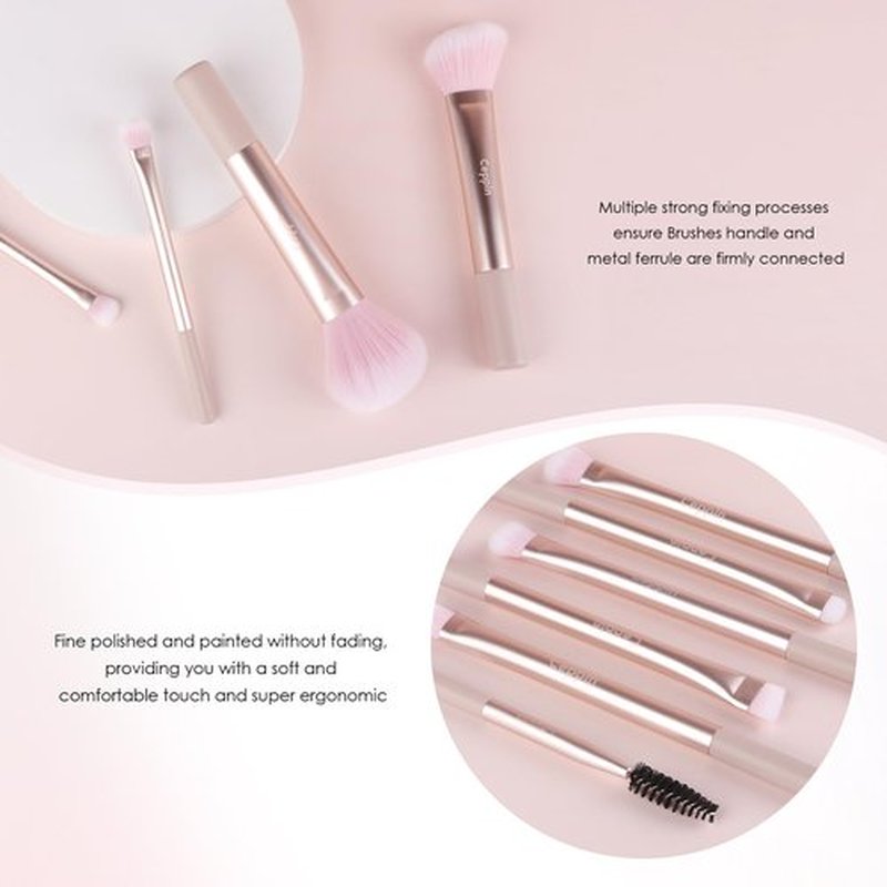 Ceppin Professional Makeup Brushes 10Pcs, Premium Synthetic Make Up Brush Set, Powder Foundation Contour Blush Concealer Eye Shadow Blending Liner Makeup Brush Kit (Pink)