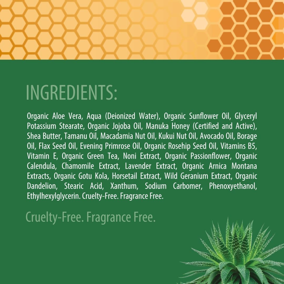 Green Leaf Naturals Manuka Honey Eczema Cream Moisturizing Lotion Fragrance Free for Psoriasis Relief - Itchy, Dry Skin Ointment - Skin Soothing Moisturizer - Body & Face Cream - Kids & Adults 4oz