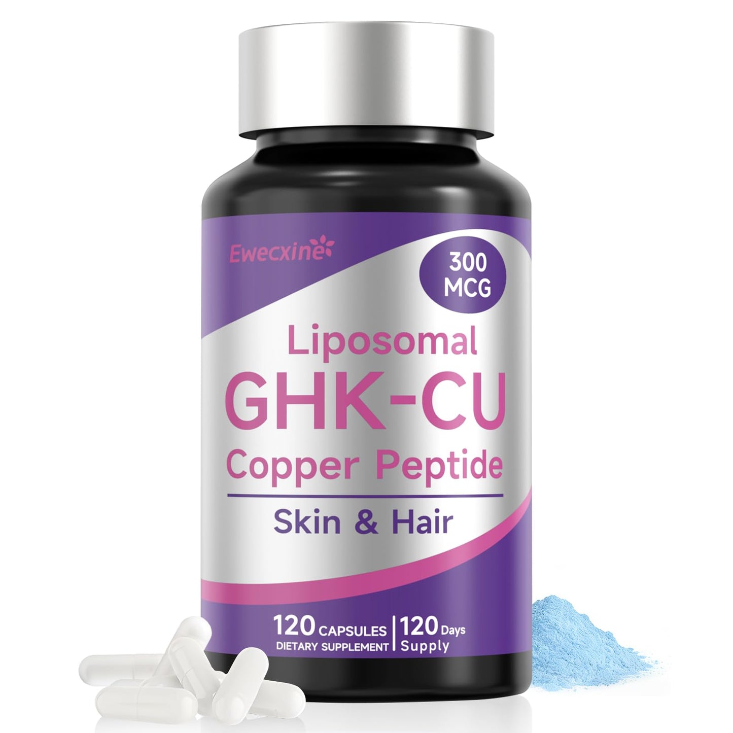 Liposomal GHK-Cu Copper Peptide Supplement 120 Capsules 300 mcg per Serving