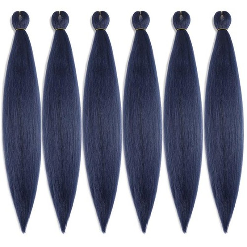BALINGHAIR Pre-Stretched Braiding Hair Extensions Dark Blue High Temperature Braids Hair 28 Inch(A28-6Packs)