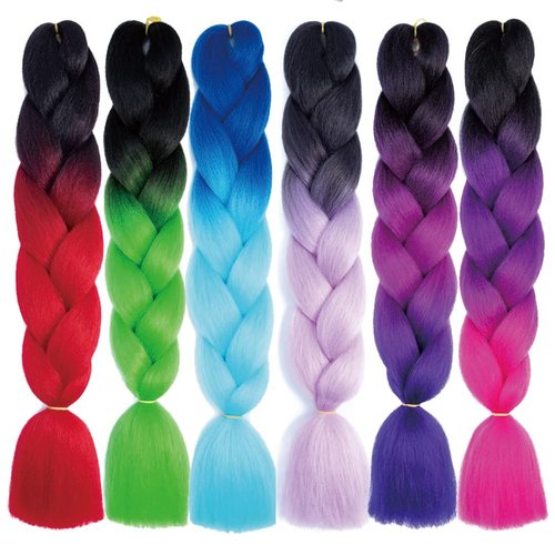 Xiaofeng Braiding Hair Extensions for Women 6 Packs 100g/Pack 24Inch High Temperature Ombre Jumbo Synthetic Braiding Hair for Twist Crochet Braids (24 Inch, mix 6pcs-jessica)