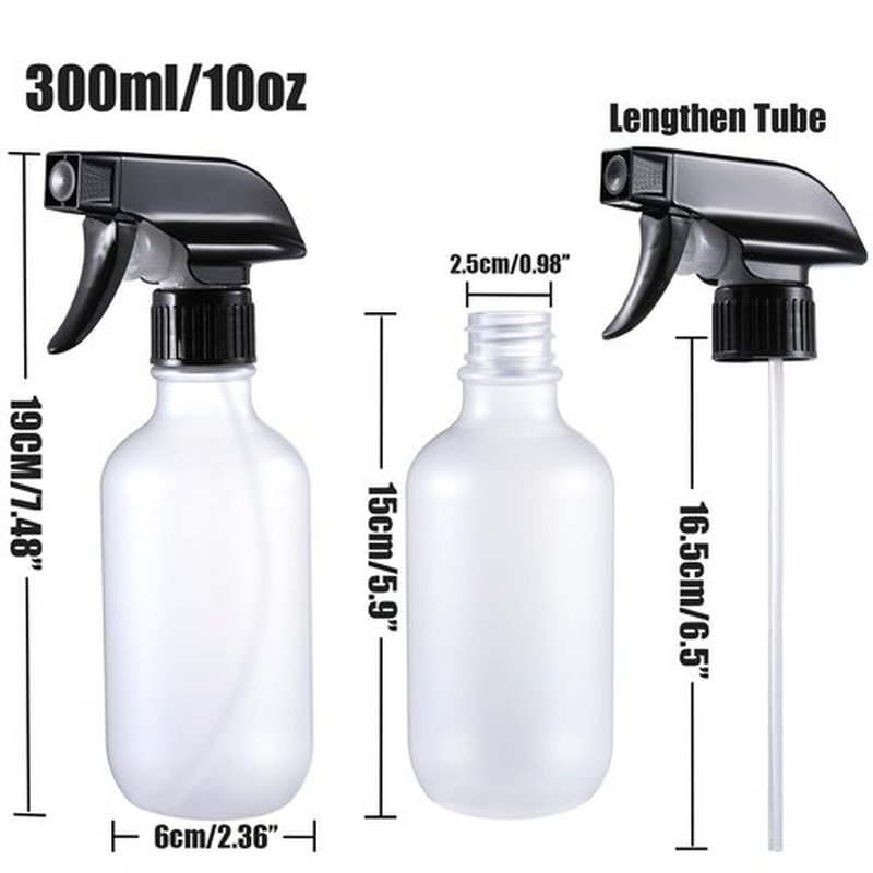 Water Spray Bottle for Hair, Frosted Clear Plastic Small Squirt Bottle with Adjustable Mist/Stream, Refillable Empty Mister Spray Bottle for Hair, Plant, Cleaning, Pet, Cooking, 10.1 oz /300ML