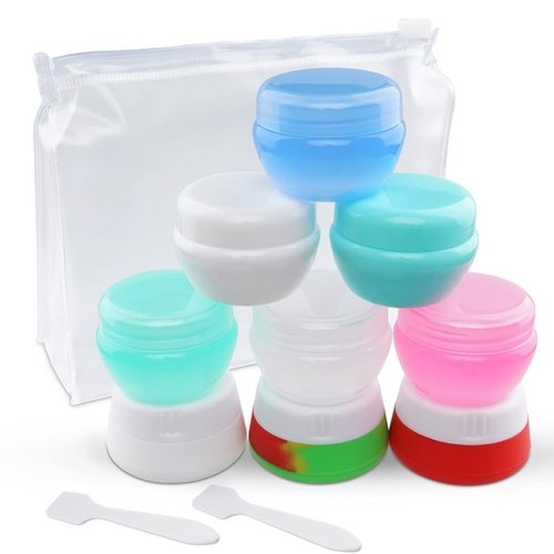 Cosywell Travel Containers for Creams 20ml Travel Jars for Toiletries TSA Approved Silicone and PP Cream Jars Refillable Leak-proof Travel Accessories with Lid for Cosmetic Makeup Cream (9 Pieces)