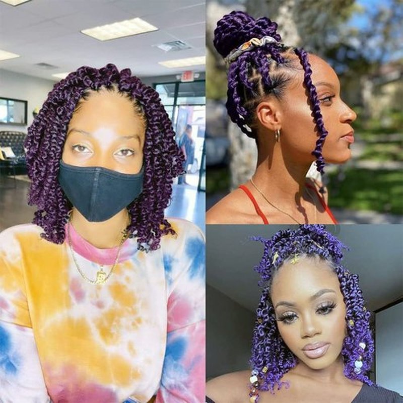 Passion Twist Crochet Hair 10 Inch 8 Packs Pre-Twisted Passion Twist Hair Crochet Hair for Black Women Pre-Looped Crochet Braids Synthetic Crochet Hair Extensions #Tpurple