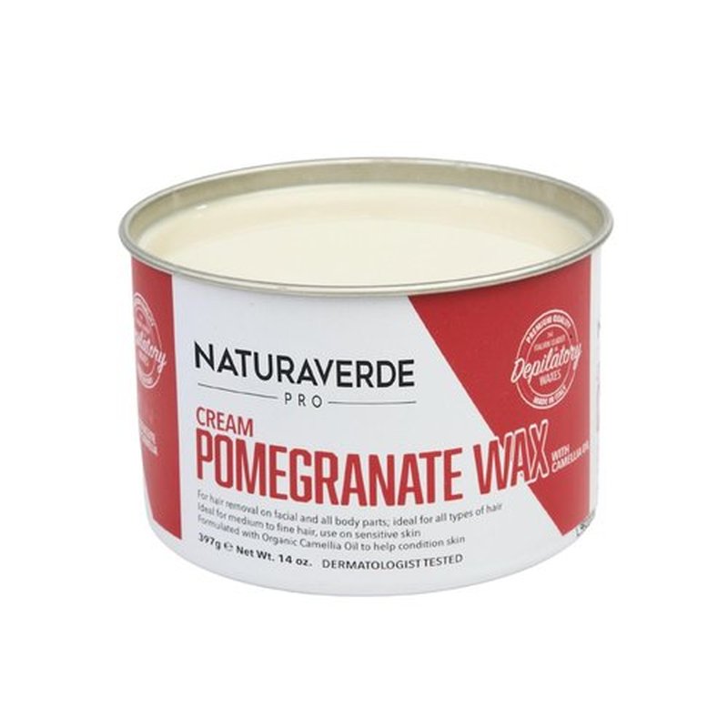 NaturaverdePro Pomegranate Soft Wax for Body and Facial Hair Removal, Wax Hair Remover for Women with Sensitive Skin, Formulated with Organic Camellia Oil - 14oz