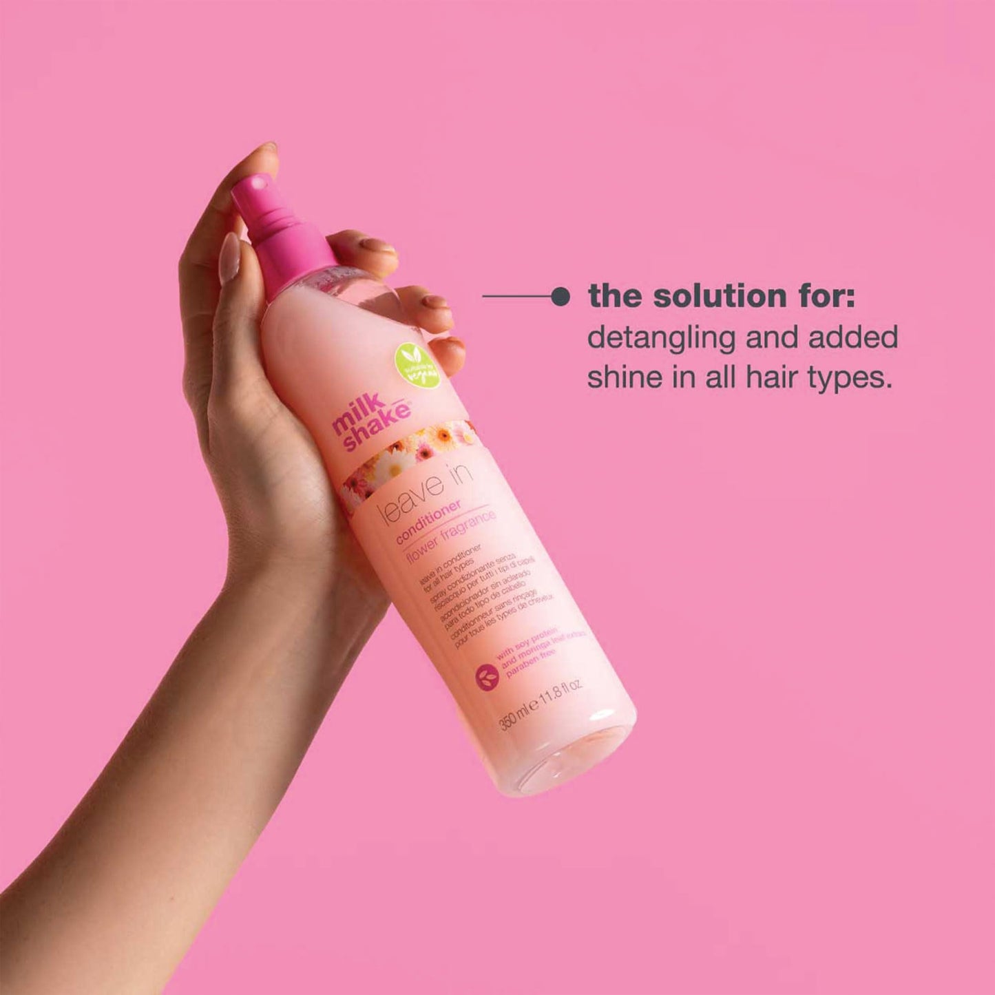 milk_shake leave in conditioner – flower fragrance | daily detangling spray for color-treated hair | hydrates, softens & protects with soy proteins & hyaluronic acid, 2.5 fl oz / 75 mL