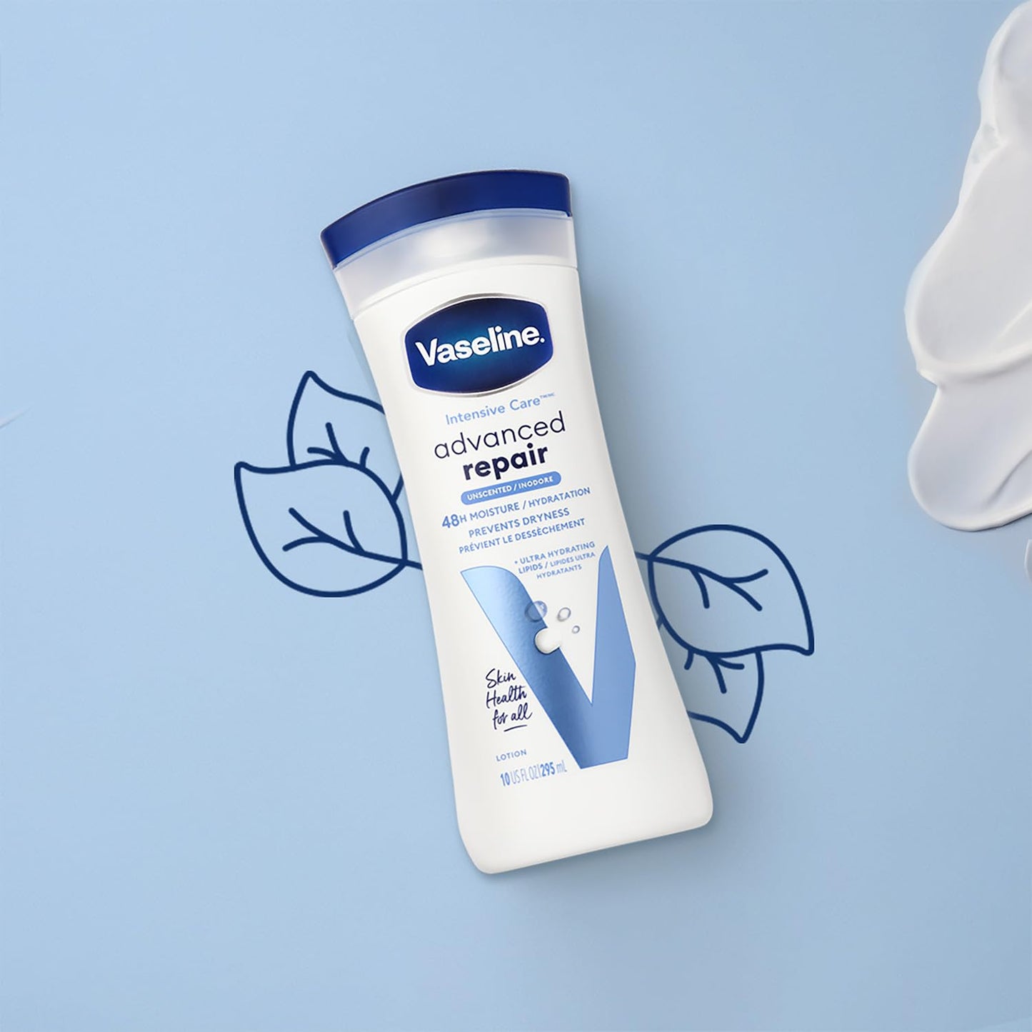 Vaseline Intensive Care Lotion, Unscented, Advanced Repair 2-Pack – Non-Greasy Moisturizer for Extremely Dry Skin, 10 Oz Ea