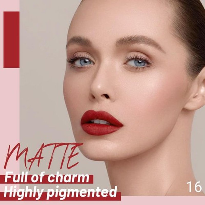 JUAAZIN Dark Red Brown Matte Liquid Lipstick, With Highly Pigmented and Rich Colors Lip Gloss, Long-Lasting Wear Non-Stick Cup Not Fade Waterproof Lipstick Makeup for Women(Dark Red Brown 16#)