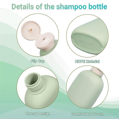 UMETASS 3.4 oz Small Plastic Travel Shampoo Bottles, Empty Plastic Squeeze Bottles with Flip Cap for Toiletries, Leakage-proof Travel Shampoo and Conditioner Bottles (4 pack, Green)