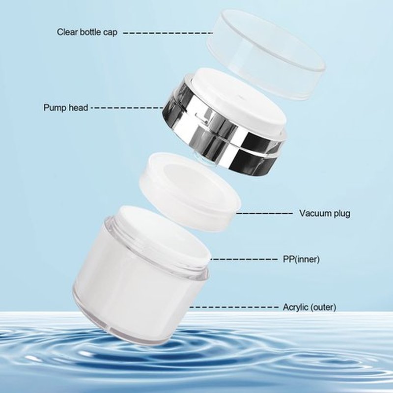 3Pack 30ml Airless Pump Jar - 1.0 Oz Moisturizer Pump Dispenser, Cream Jar Vacuum Bottle - Airless Cosmetic Pump Containers Air Pump Container for Cream, Lotions
