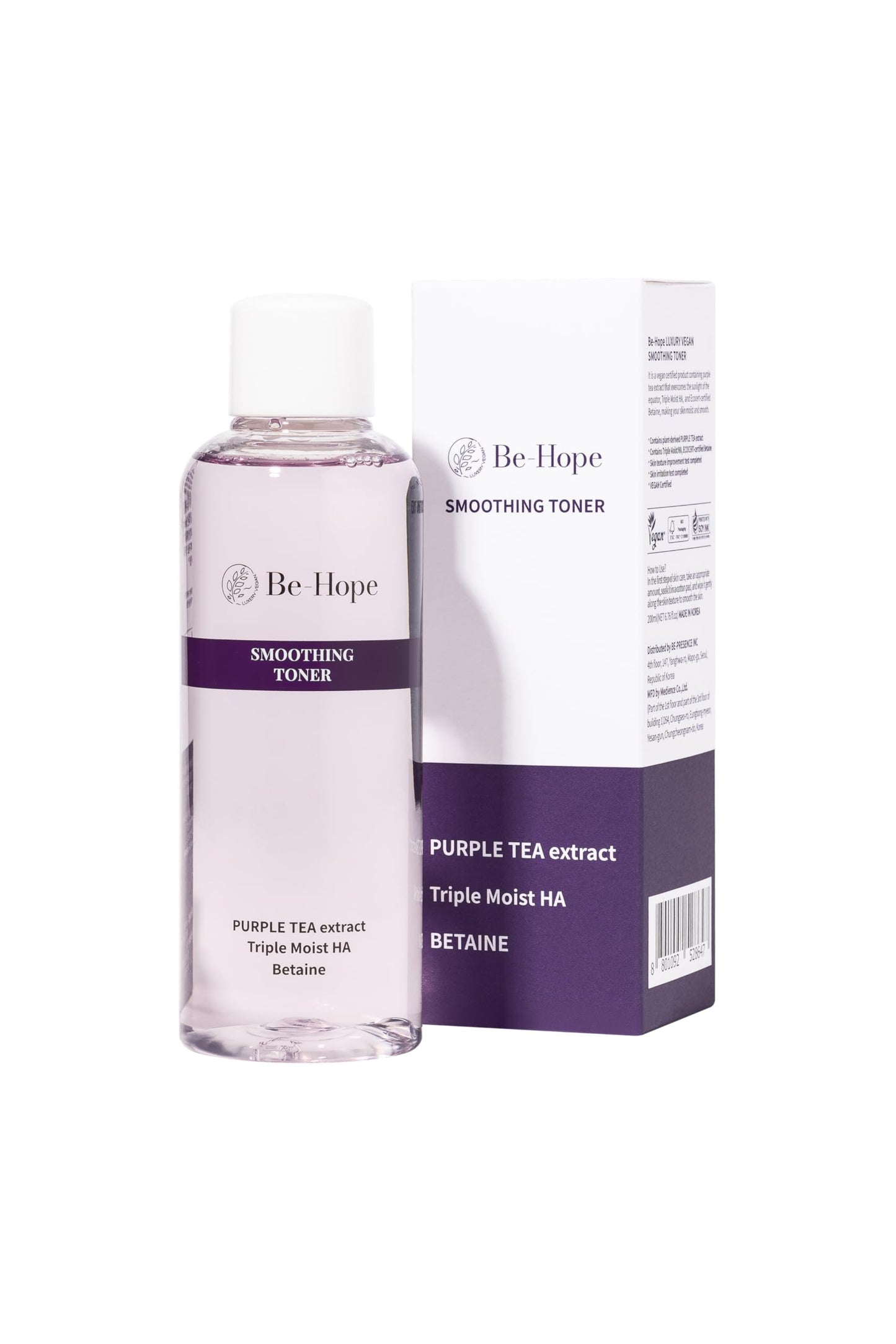 Be-Hope Smoothing Toner | Triple Hyaluronic Acid + Purple Tea | Dry Skin