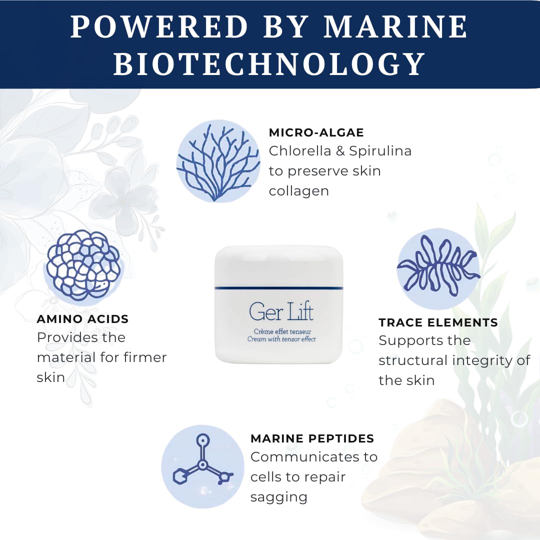 Gernetic Ger Lift Firming & Lifting Face Cream with Tensor Effect, Marine Collagen Peptides, Mature Skin Care Women Men, 30 ml/1.01 Fl Oz