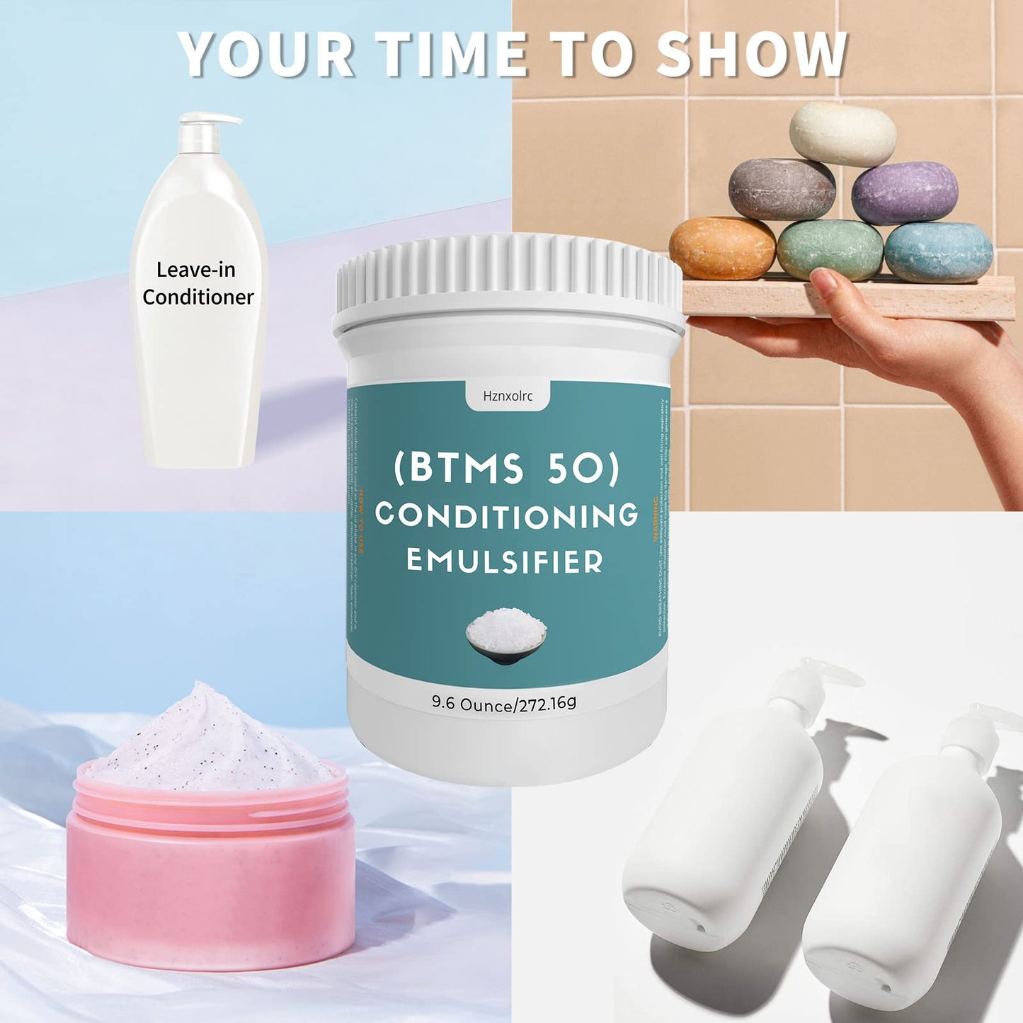 9.6 oz BTMS 50 Conditioning Emulsifier for Making Leave-in Conditioner, Premium BTMS 50 Conditioning Emulsifier Granules, Higher Activity Than BTMS 25, Suitable for Making Lotions, Shampoos and More