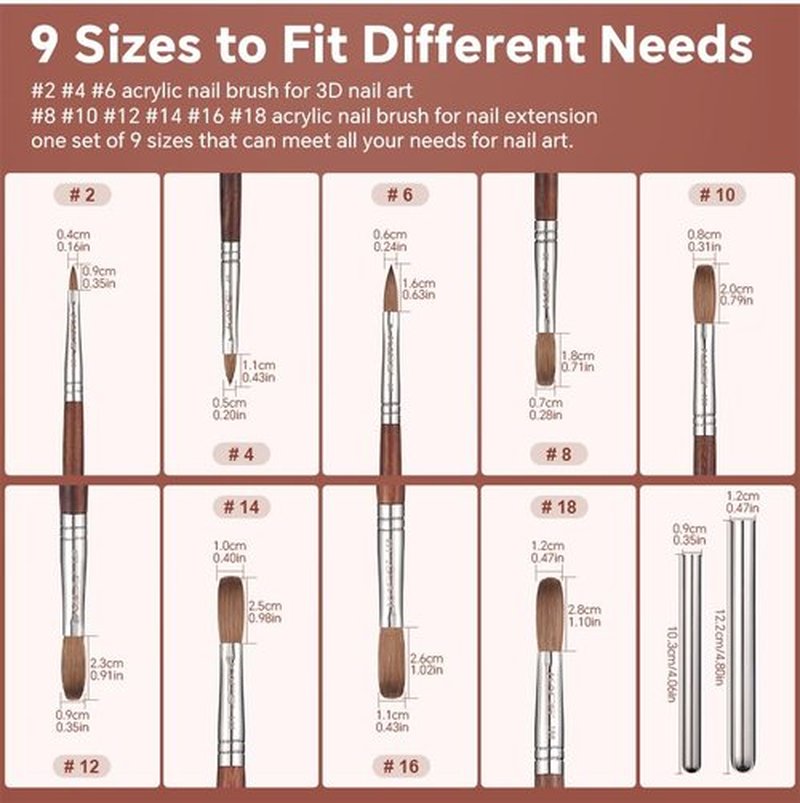 KADS Acrylic Nail Brush with Penholder Nail Brush for Acrylic Application-Oval Shaped Powder Nail Design Tools for Professional Manicure DIY Home Salon (4#)