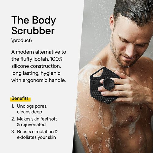 Tooletries - Body Scrubber - Silicone Exfoliating Scrubber - Bathroom & Shower Accessories for Men, Travel Essentials for Men - Durable & Long Lasting Body Wash Scrubber for Men - Army Green