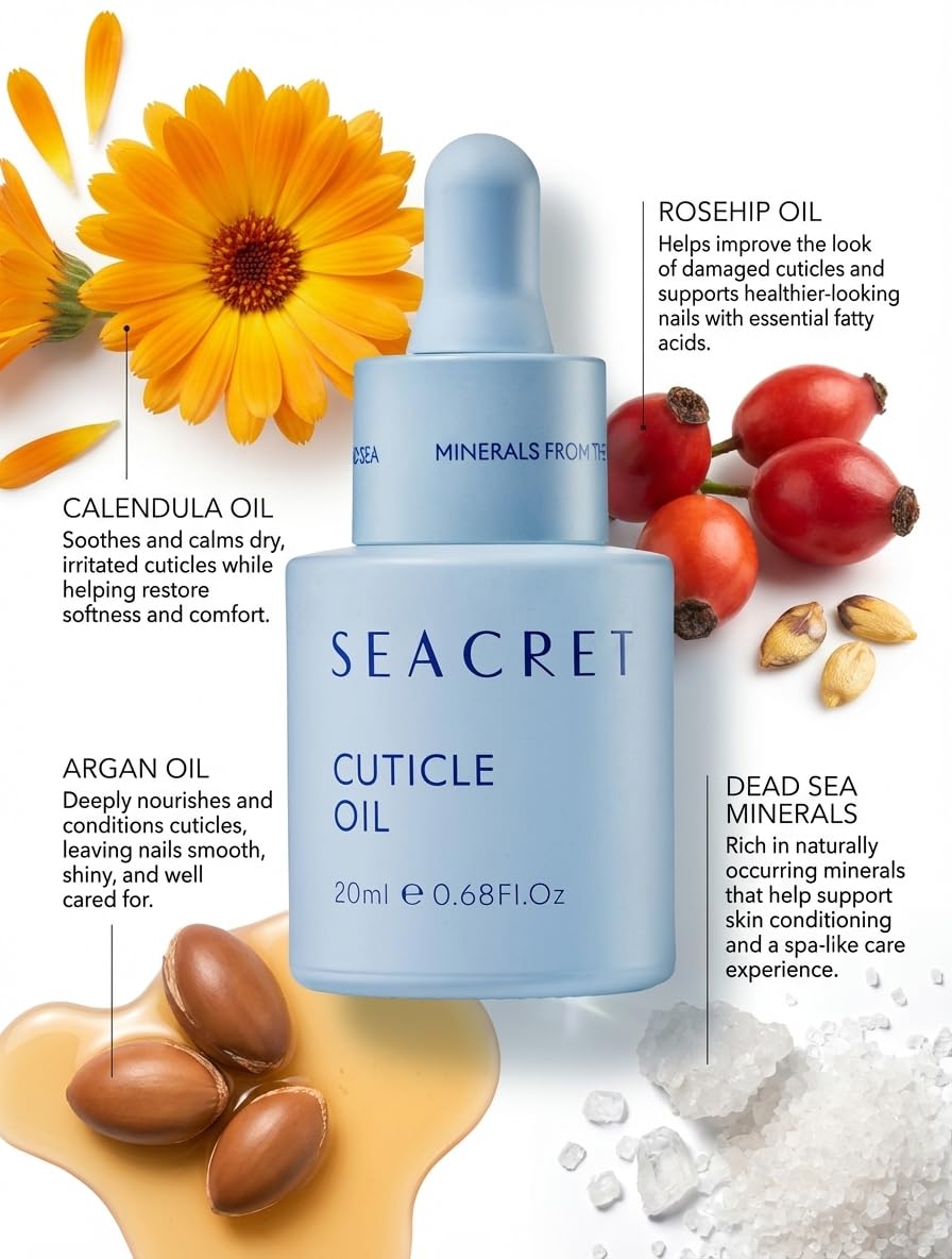 SEACRET Nail Care Collection – Dead Sea Mineral Manicure Kit with Nail File, 3-Way Buffer, Cuticle Oil, Body Lotion for DIY Home Manicure & Pedicure, Buffer Nail File, Nail Buffer, Nail Care Kit