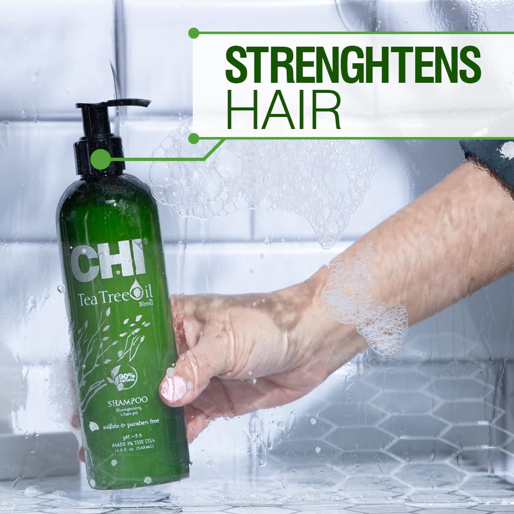 CHI Tea Tree Oil Shampoo, Strengthening Shampoo For Gently Cleansing Hair & Removing Impurities, Sulfate, Paraben, & Cruelty-Free, 25 Oz