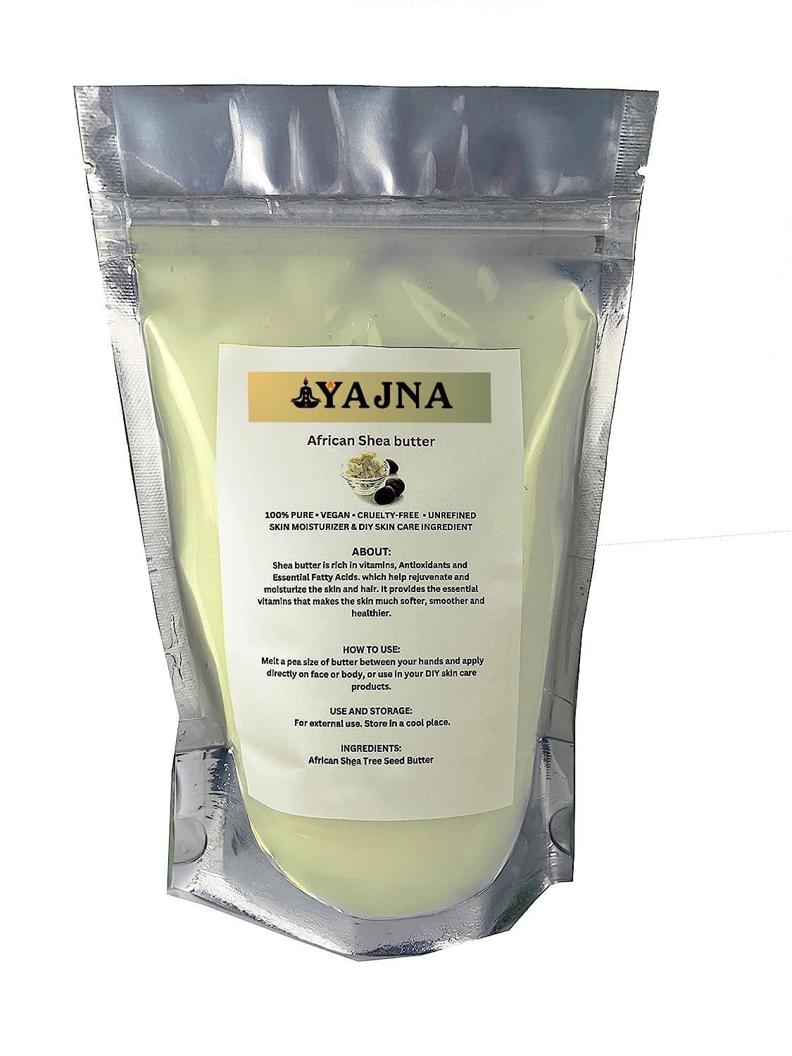 Yajna Organic Raw African Shea Butter 100% Pure,Natural & Unrefined| Skin Moisturizer For Face, Body & Hair| 4 Oz/115 GM Ivory/White Grade A | DIY Creams, Balms, Lotions, Soaps| Moisturizes Dry Skin