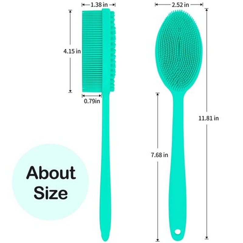 MateeyLife Silicone Body Scrubber Exfoliator with Handle, Gentle Back Scrubber for Shower, Shower Brush for Body, Bath Back Brush for Shower, Silicone Loofah Body Scrubber, Bath Scrubber for Body