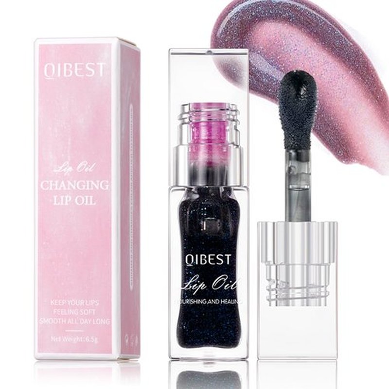 Hvecom Magic Color Changing Lip Oil Ph, Glitter Moisturizing Lip Glow Oil, Upgraded Big Brush Head Warm Change Lip Gloss, Long Lasting Nourishing Plumping Glimmer Glow Lipstick Lip Tint (05#)