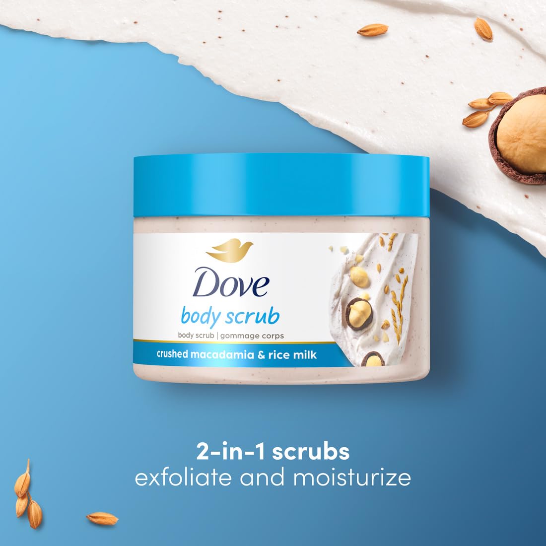 Dove Exfoliating Body Polish Scrub with Almond & Mango Butter - 10.5 oz (4 Count) for Dry Skin