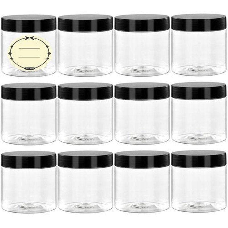 36 Pack 4 Oz Plastic Container Jars with Lids and Labels BPA Free, TUZAZO Empty Round Clear Cosmetic Containers Plastic Slime Jars for Lotion, Cream, Ointments, Body Butter, Travel Storage (36)