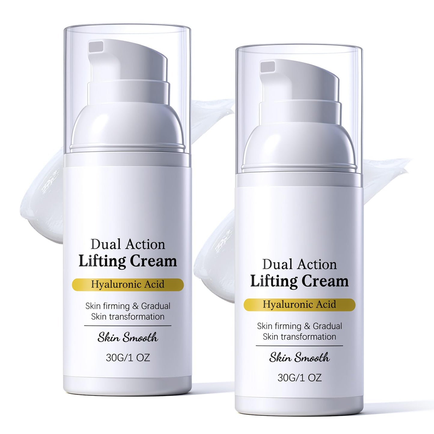 zardlect 2PCS Skin Dual Action Lifting Cream-Instant Firming with Peptides & Hyaluronic Acid, Hydrating Moisturizer, All Skin Types, 1.05oz
